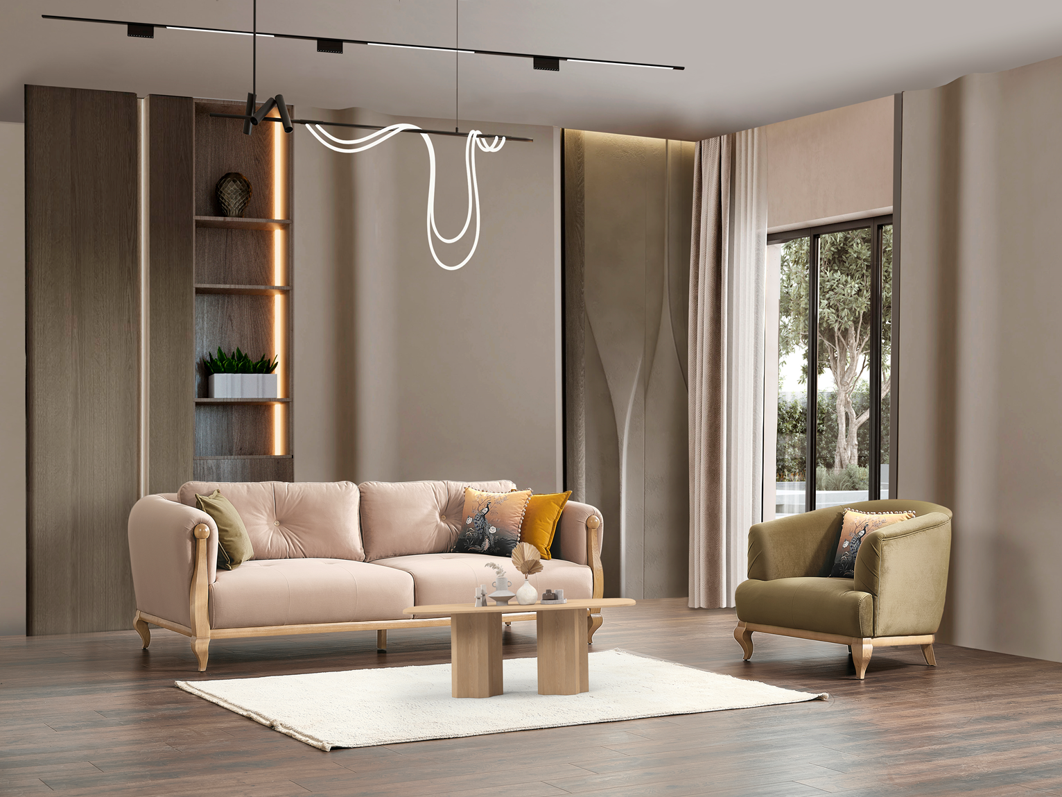 Modern Palermo sofa set by Netline Home Interior featuring plush cushions and sleek design for stylish living room comfort.