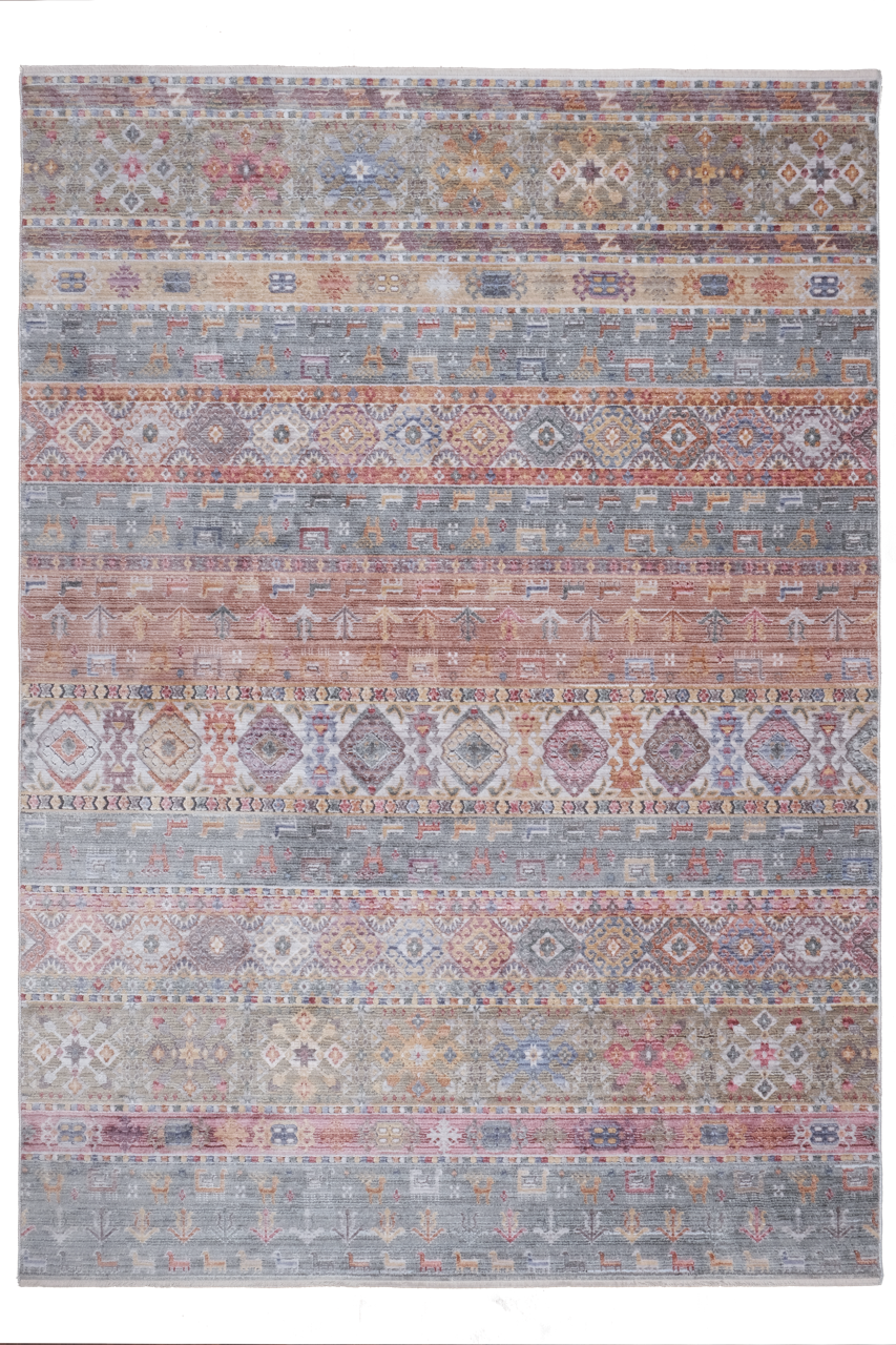 Vintage Netline Home grey and rust runner rug with distressed oriental design, soft neutral tones, ideal for adding elegance to spaces.