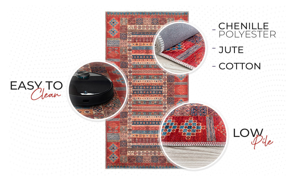 Netline Home Rugs Depot NH1316 – Machine Washable Caucasian Tribal Rug | Multicolor Striped Oriental Carpet for Living Room & Bedroom