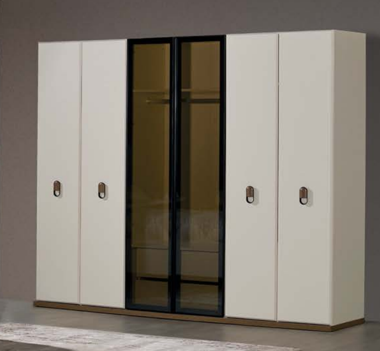Smart wardrobe storage unit from Netline Home Interior with multiple compartments and hanging space for organized clothing storage.