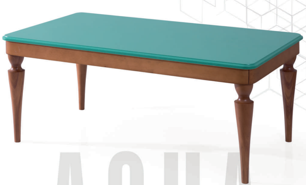 Modern aqua-colored Netline Home Interior coffee table with sleek design, ideal as a stylish living room accent piece.