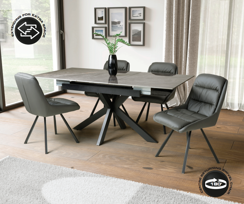 Modern Tokyo dining table with matching chairs by Netline Home Interior, perfect for stylish family meals.
