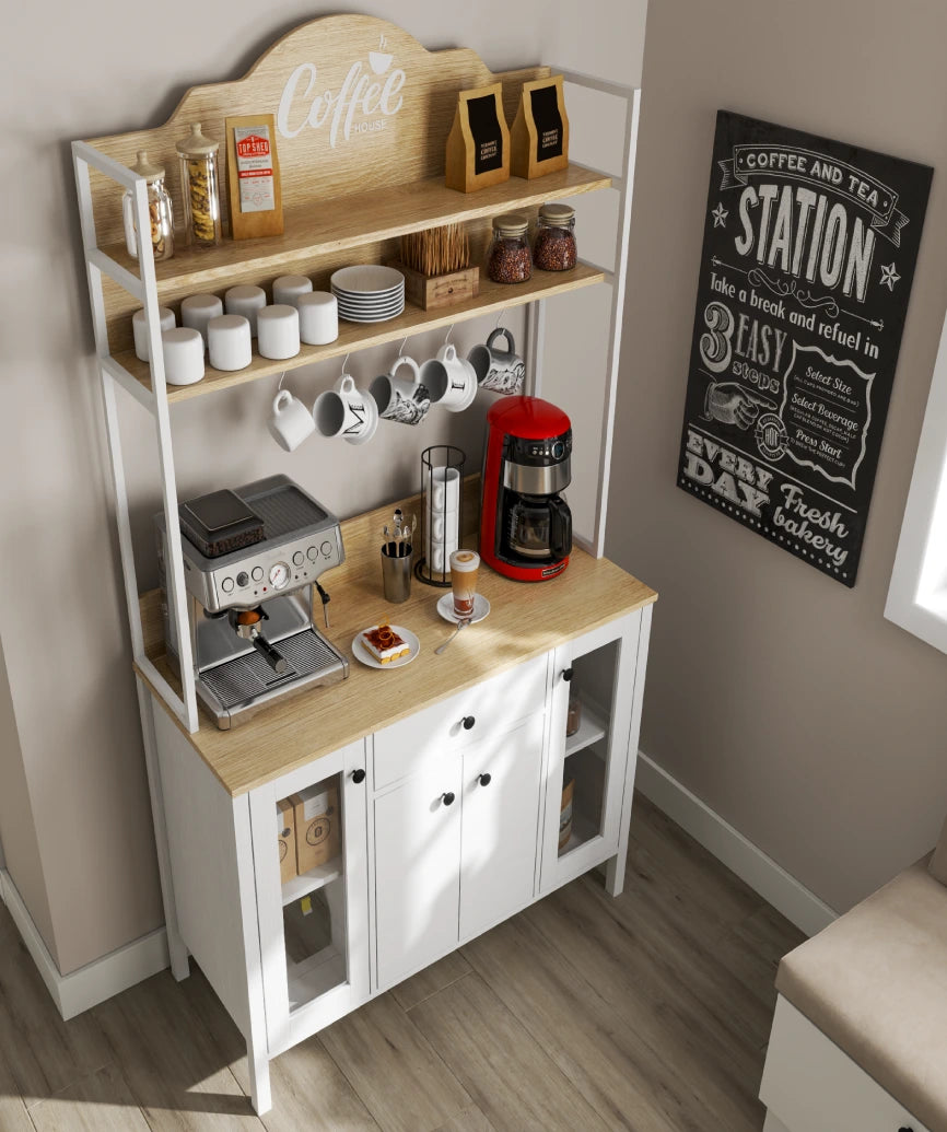 Salva White Wood 4-Door 1-Drawer Coffee Cabinet - White Wood Coffee Cabinet Made in Turkey to Order for UK Dining Room Interiors - White Wood coffee cabinet by Netline Home Interior