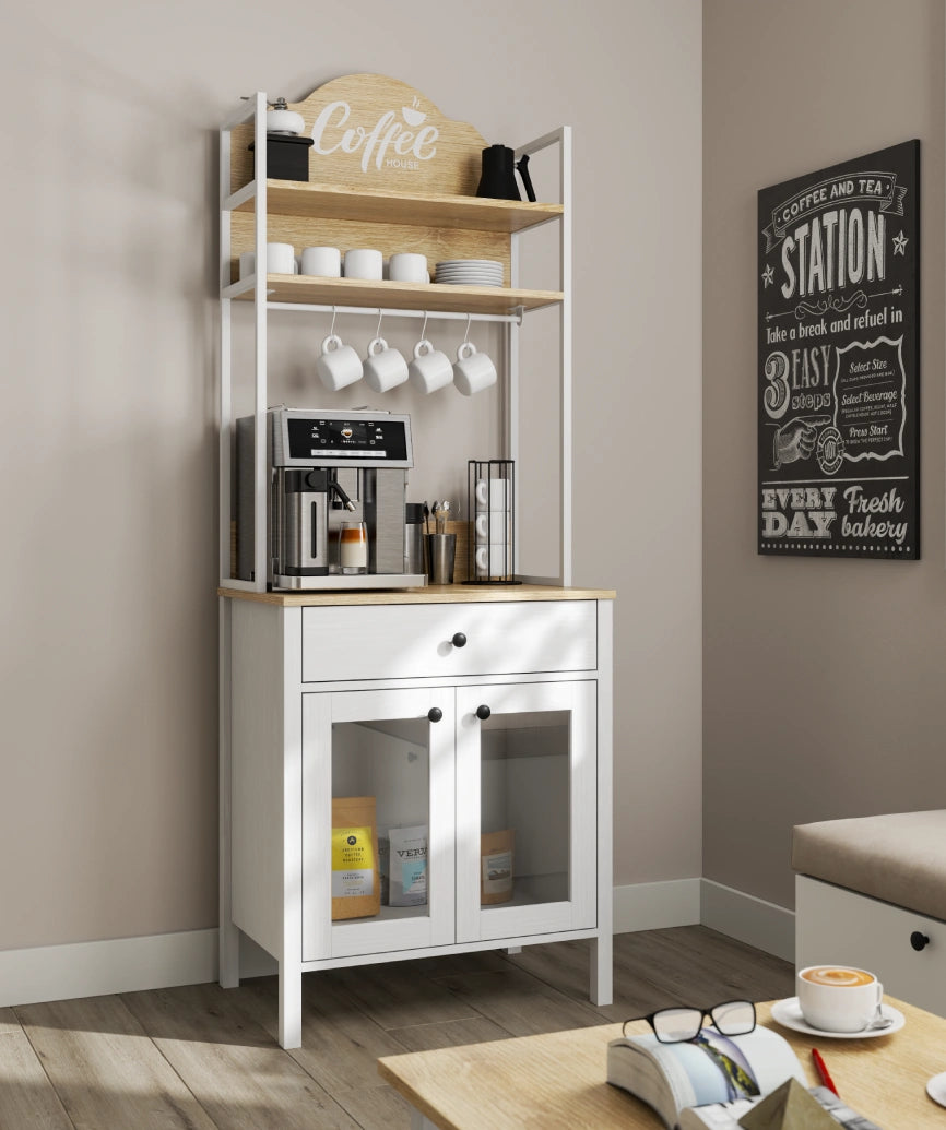 Alva White Wood 2-Door 1-Drawer Coffee Cabinet - White Wood Coffee Cabinet Made in Turkey to Order for UK Dining Room Interiors - White Wood coffee cabinet by Netline Home Interior