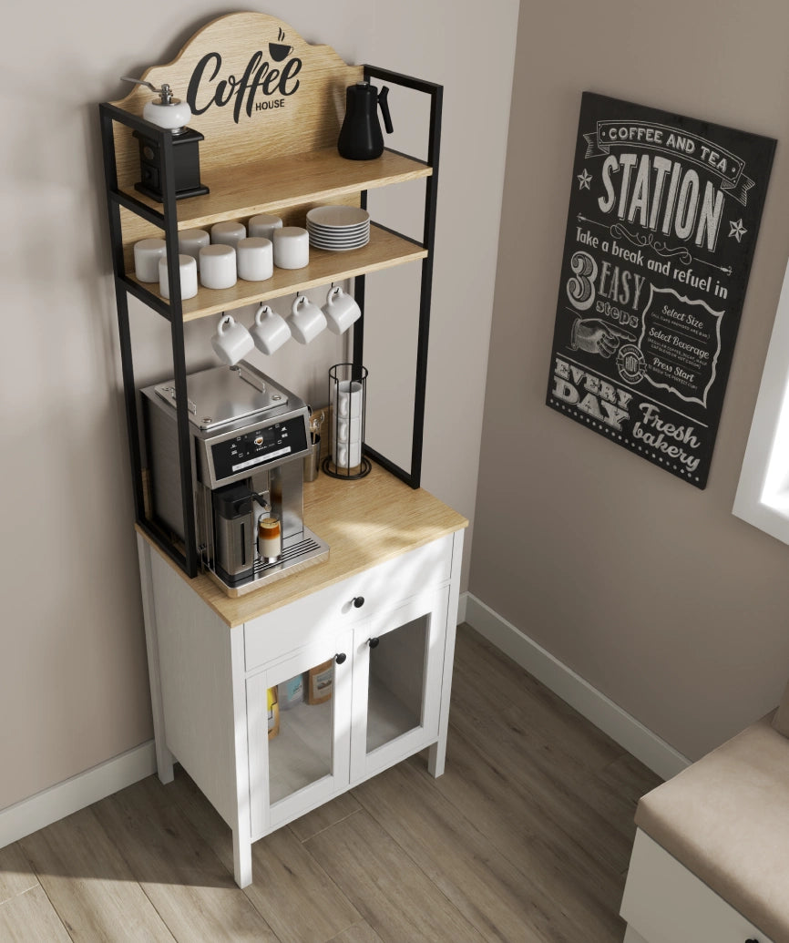 Alva White Wood 2-Door 1-Drawer Coffee Cabinet - White Wood Coffee Cabinet Made in Turkey to Order for UK Dining Room Interiors - White Wood coffee cabinet by Netline Home Interior