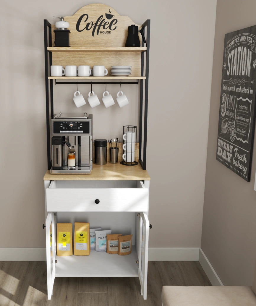 Alva White Wood 2-Door 1-Drawer Coffee Cabinet - White Wood Coffee Cabinet Made in Turkey to Order for UK Dining Room Interiors - White Wood coffee cabinet by Netline Home Interior