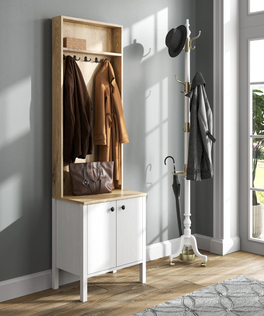 Minoa White Wood Hallway Storage - White Wood Hallway Storage Unit Made in Turkey to Order for UK Hallway Interiors - White Wood hallway storage unit by Netline Home Interior
