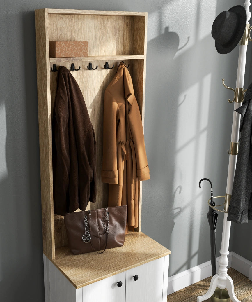 Minoa White Wood Hallway Storage - White Wood Hallway Storage Unit Made in Turkey to Order for UK Hallway Interiors - White Wood hallway storage unit by Netline Home Interior