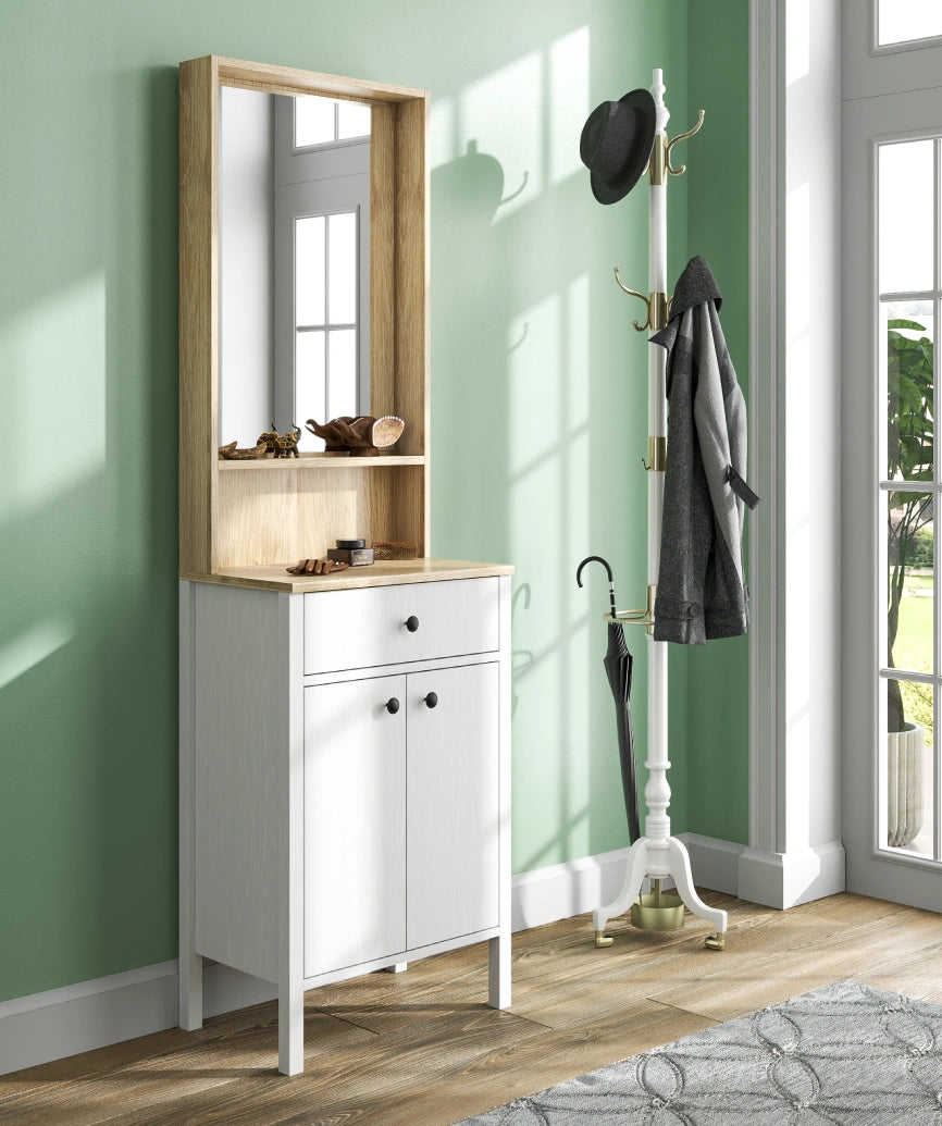Dioya White Wood Hallway Storage - White Wood Hallway Storage Unit Made in Turkey to Order for UK Hallway Interiors - White Wood hallway storage unit by Netline Home Interior