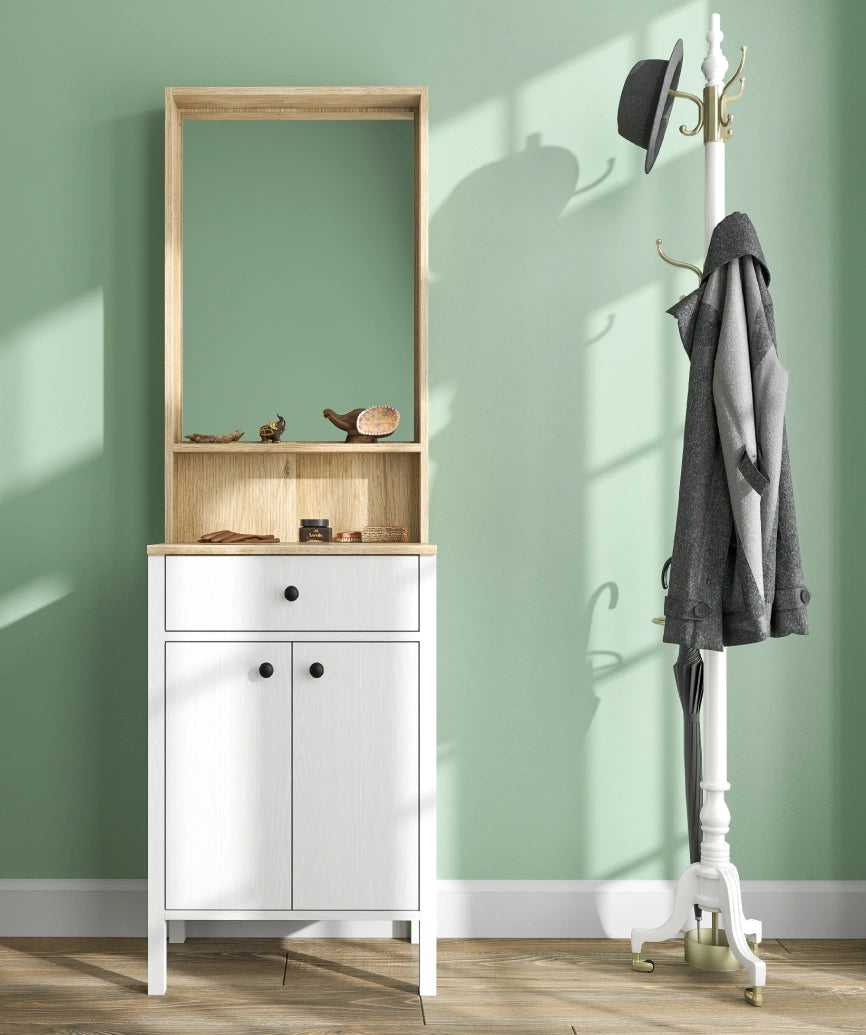 Dioya White Wood Hallway Storage - White Wood Hallway Storage Unit Made in Turkey to Order for UK Hallway Interiors - White Wood hallway storage unit by Netline Home Interior