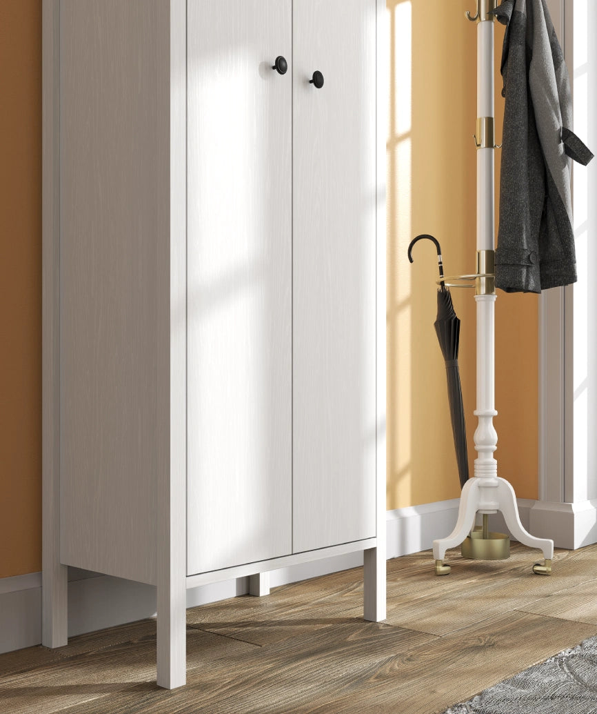 Melina White Wood Shoe Cabinet - White Wood Shoe Cabinet Made in Turkey to Order for UK Hallway Interiors - White Wood shoe cabinet by Netline Home Interior