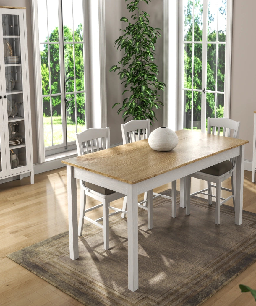 Kaelis White Wood Dining Table - White Wood Dining Table Made in Turkey to Order for UK Dining Room Interiors - White Wood dining table by Netline Home Interior