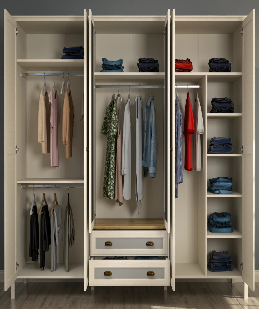 Elira Premium Moonstone 6-Door Wardrobe - Moonstone Wardrobe Made in Turkey to Order for UK Bedroom Interiors - Moonstone wardrobe by Netline Home Interior