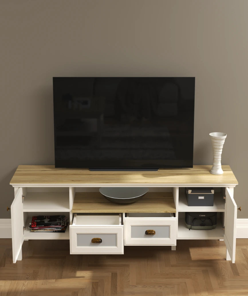 Tilio Premium Legnano 2-Drawer 2-Door TV Unit - Legnano Tv Unit Made in Turkey to Order for UK Living Room Interiors - Legnano TV unit by Netline Home Interior