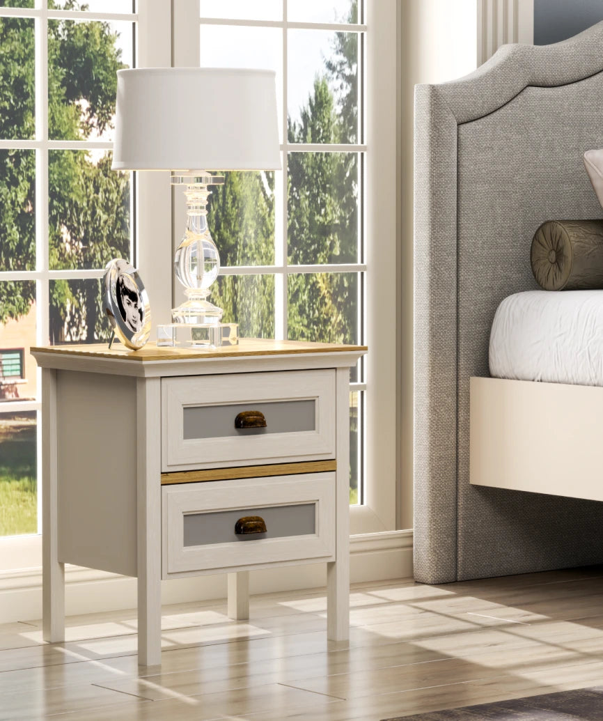 Korila Premium Moonstone 2-Drawer Nightstand - Moonstone Nightstand Made in Turkey to Order for UK Bedroom Interiors - Moonstone nightstand by Netline Home Interior