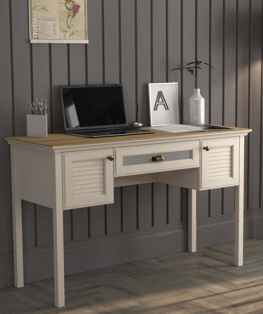 Selina Premium Moonstone 2 Louvered Door Drawer Desk - Moonstone Desk Made in Turkey to Order for UK Home Office Interiors - Moonstone desk by Netline Home Interior