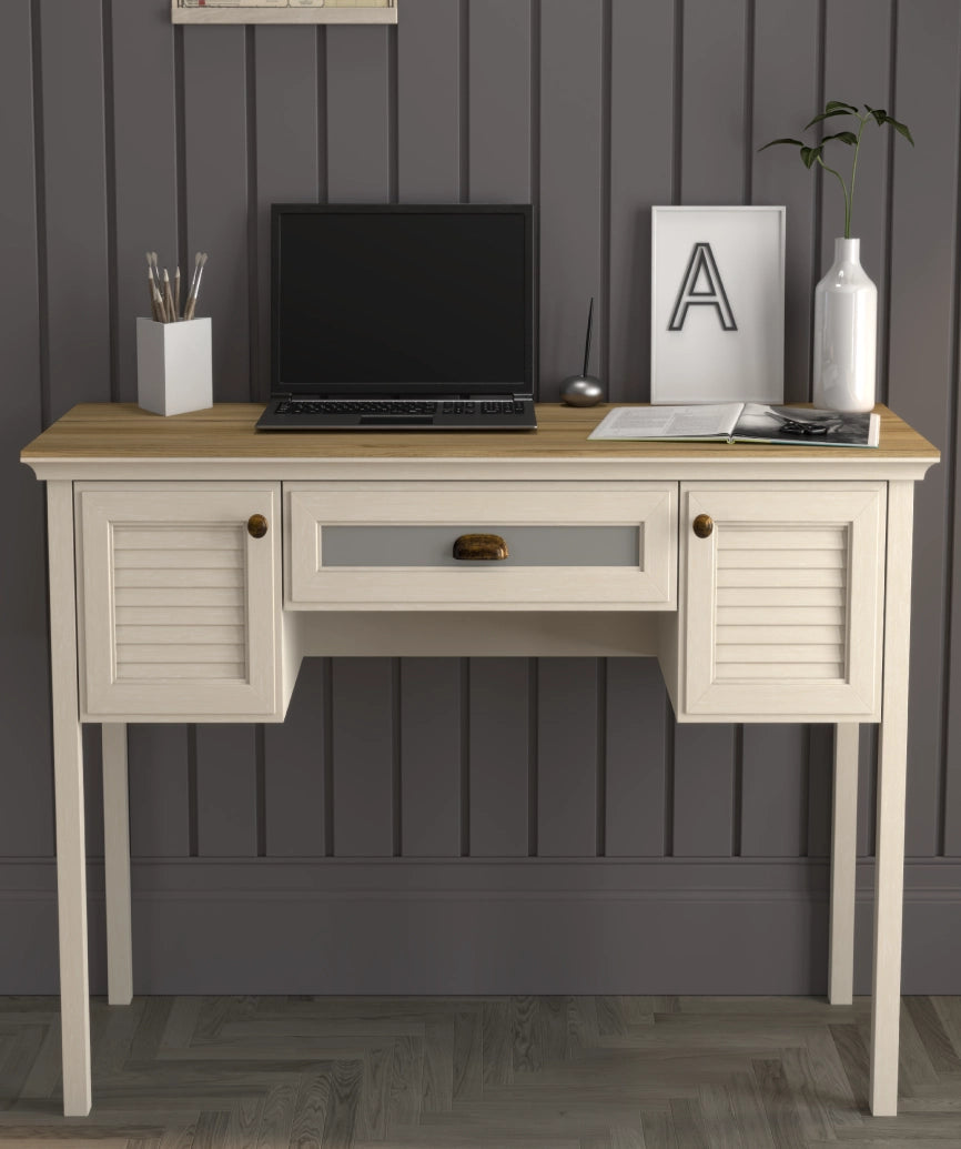 Selina Premium Moonstone 2 Louvered Door Drawer Desk - Moonstone Desk Made in Turkey to Order for UK Home Office Interiors - Moonstone desk by Netline Home Interior