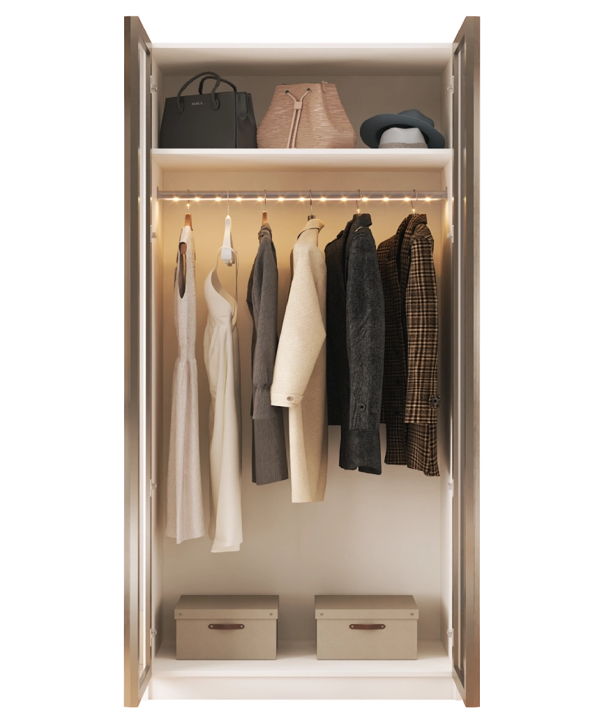 Modular Pearl Cream Wardrobe - Single Tall Hanging Module - Pearl Cream Wardrobe Made in Turkey to Order for UK Bedroom Interiors - Pearl Cream wardrobe by Netline Home Interior