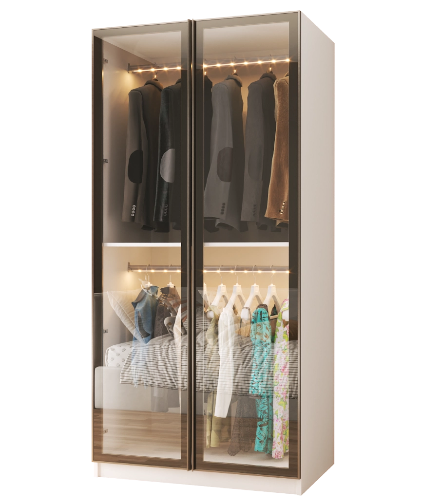 Modular Pearl Cream Wardrobe - Double Hanging Module - Pearl Cream Wardrobe Made in Turkey to Order for UK Bedroom Interiors - Pearl Cream wardrobe by Netline Home Interior
