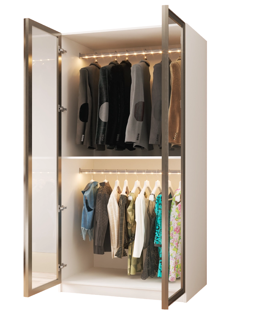 Modular Pearl Cream Wardrobe - Double Hanging Module - Pearl Cream Wardrobe Made in Turkey to Order for UK Bedroom Interiors - Pearl Cream wardrobe by Netline Home Interior