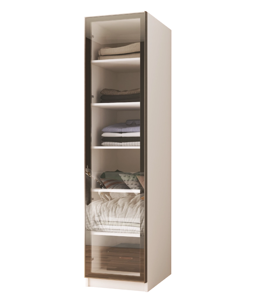 Modular Pearl Cream Wardrobe - 5 Single Shelved Module - Pearl Cream Wardrobe Made in Turkey to Order for UK Bedroom Interiors - Pearl Cream wardrobe by Netline Home Interior