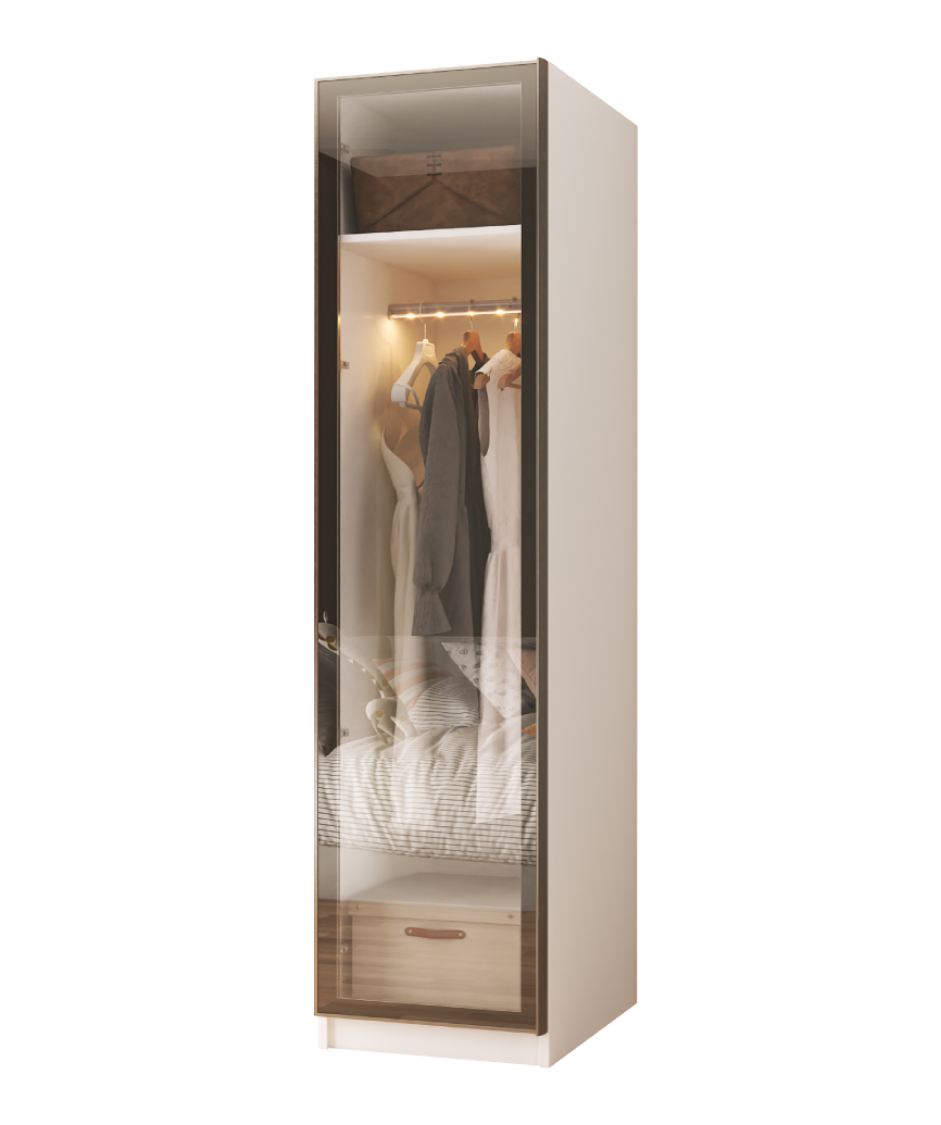 Modular Pearl Cream Wardrobe - 6 Single Tall Hanging Module - Pearl Cream Wardrobe Made in Turkey to Order for UK Bedroom Interiors - Pearl Cream wardrobe by Netline Home Interior