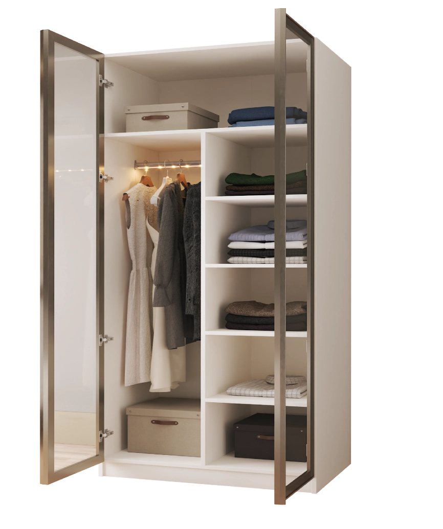 Modular Pearl Cream Wardrobe - 7 Tall Hanging & Shelved Module - Pearl Cream Wardrobe Made in Turkey to Order for UK Bedroom Interiors - Pearl Cream wardrobe by Netline Home Interior