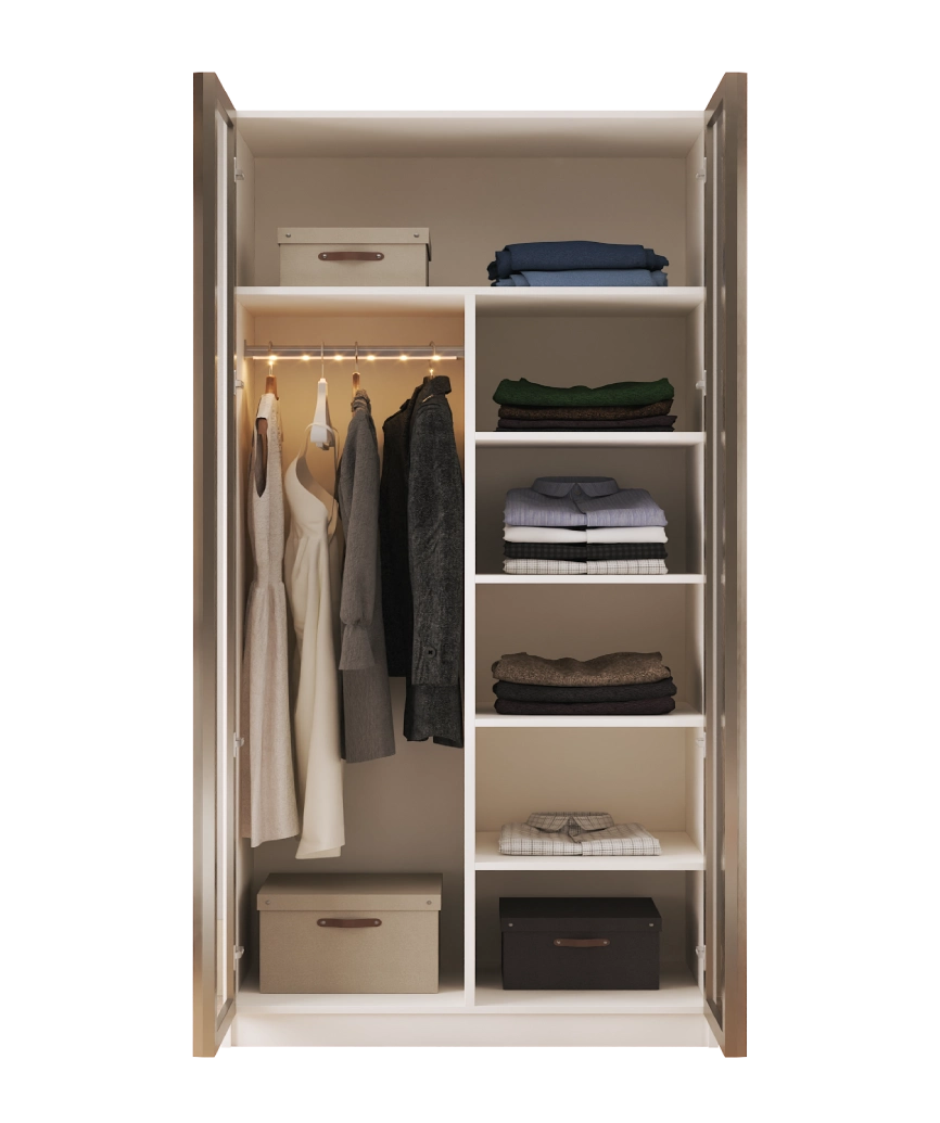 Modular Pearl Cream Wardrobe - 7 Tall Hanging & Shelved Module - Pearl Cream Wardrobe Made in Turkey to Order for UK Bedroom Interiors - Pearl Cream wardrobe by Netline Home Interior