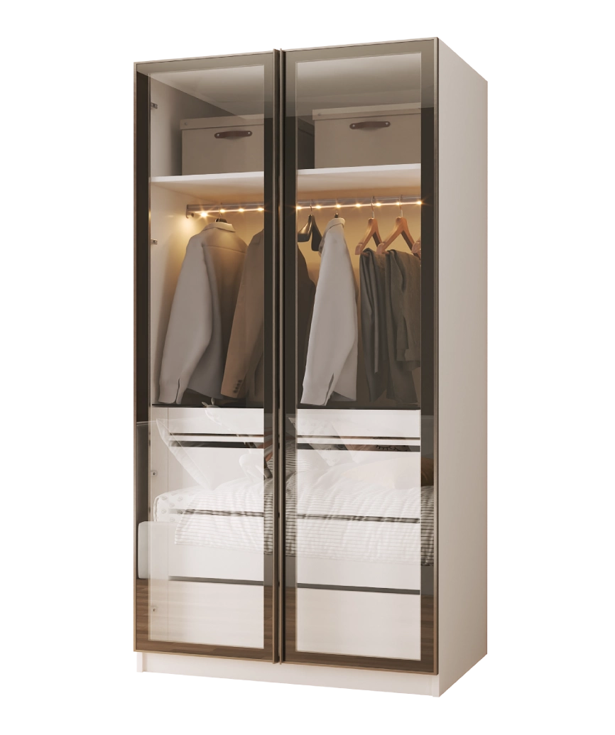 Modular Pearl Cream Wardrobe - 8 3-Drawer & Accessory Drawer and Hanging Module - Pearl Cream Wardrobe Made in Turkey to Order for UK Bedroom Interiors - Pearl Cream wardrobe by Netline Home Interior