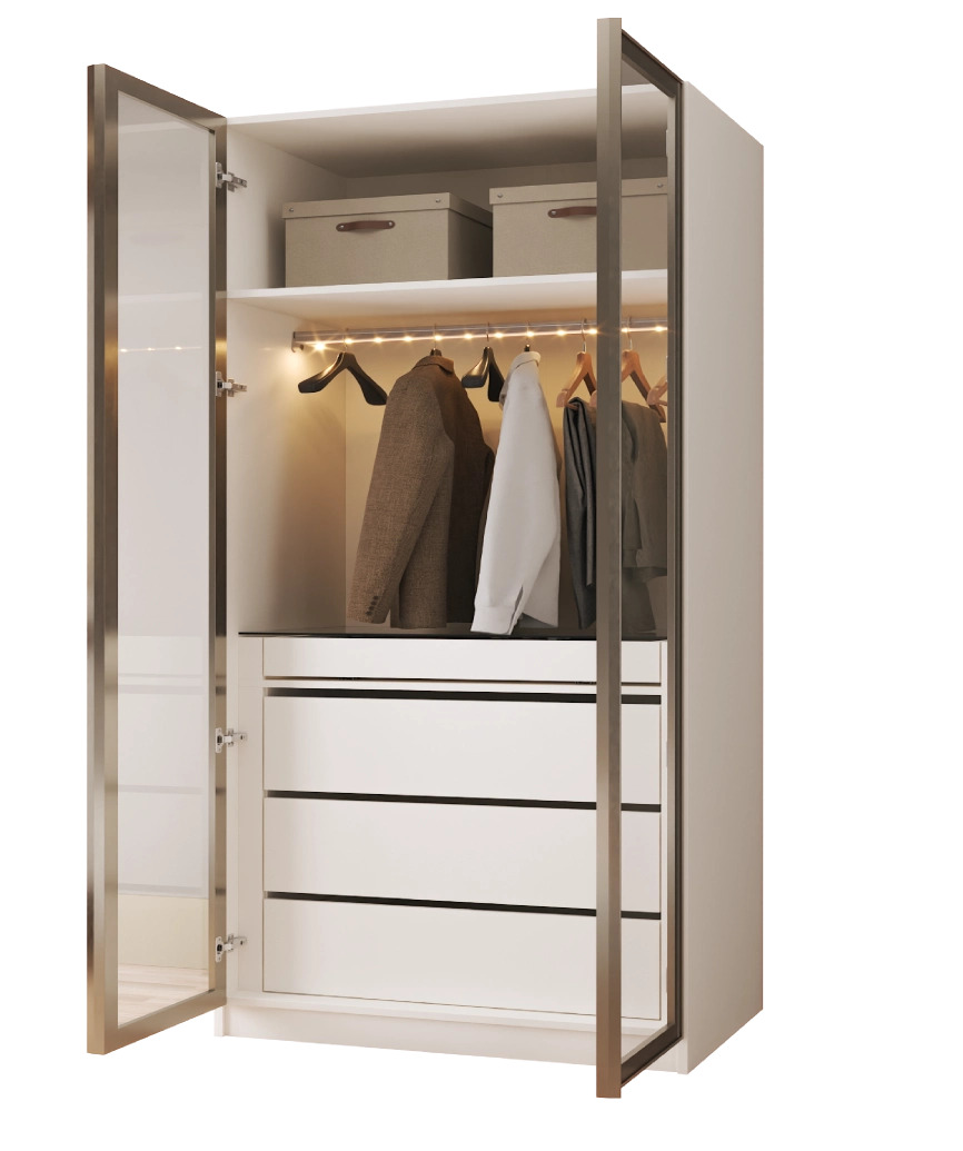 Modular Pearl Cream Wardrobe - 8 3-Drawer & Accessory Drawer and Hanging Module - Pearl Cream Wardrobe Made in Turkey to Order for UK Bedroom Interiors - Pearl Cream wardrobe by Netline Home Interior