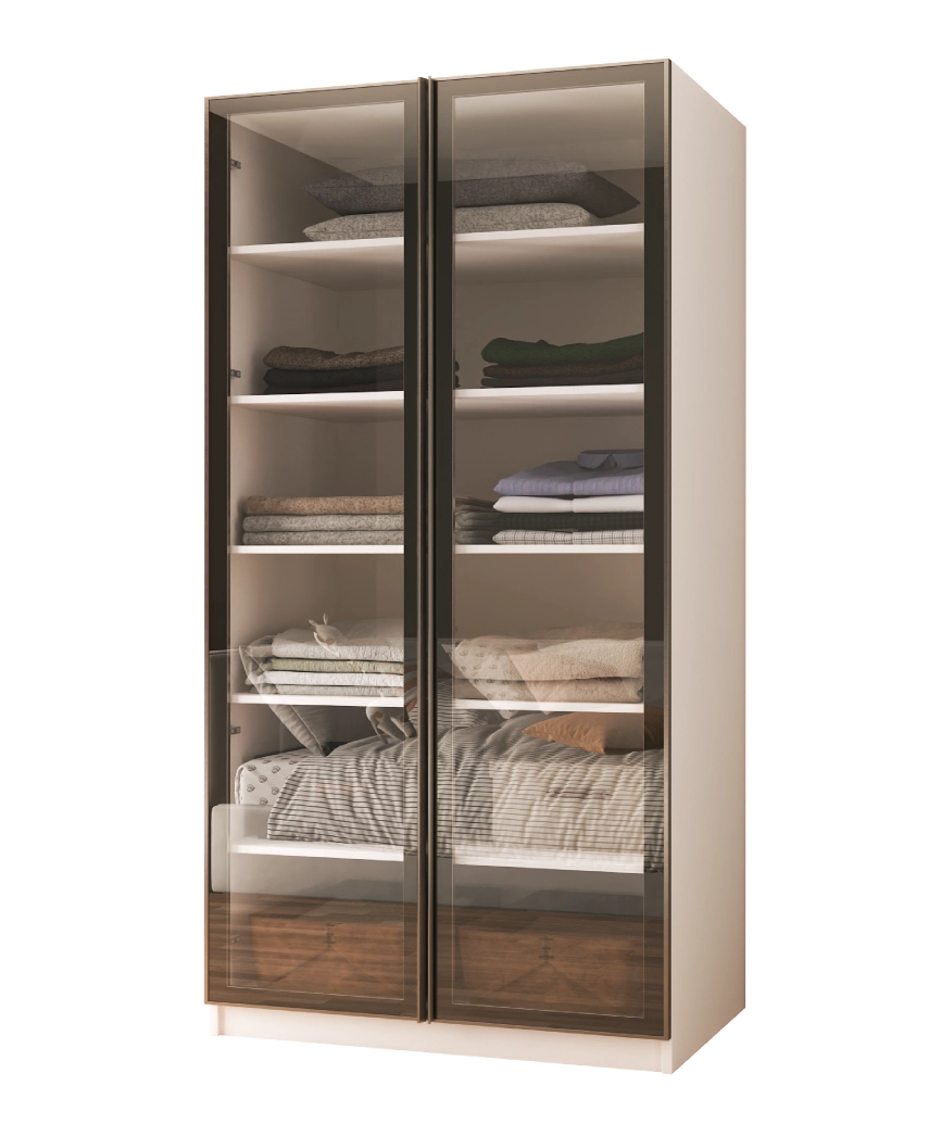 Modular Pearl Cream Wardrobe - 9 Shelved Module - Pearl Cream Wardrobe Made in Turkey to Order for UK Bedroom Interiors - Pearl Cream wardrobe by Netline Home Interior
