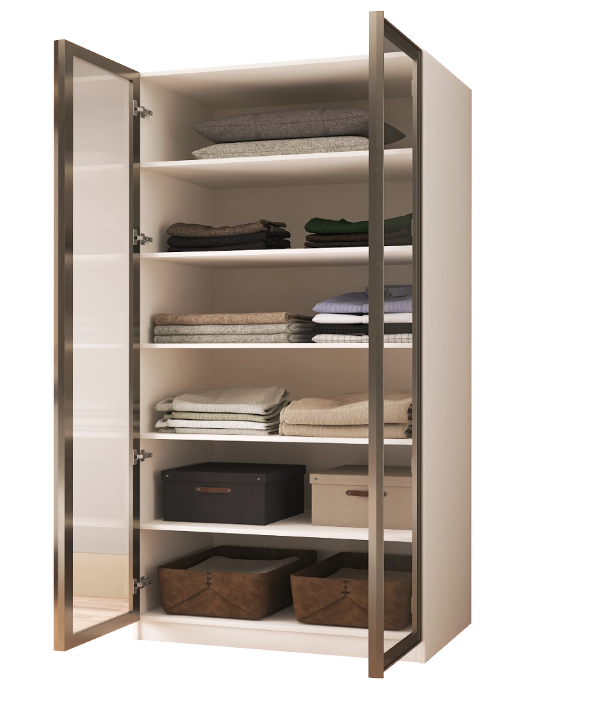 Modular Pearl Cream Wardrobe - 9 Shelved Module - Pearl Cream Wardrobe Made in Turkey to Order for UK Bedroom Interiors - Pearl Cream wardrobe by Netline Home Interior