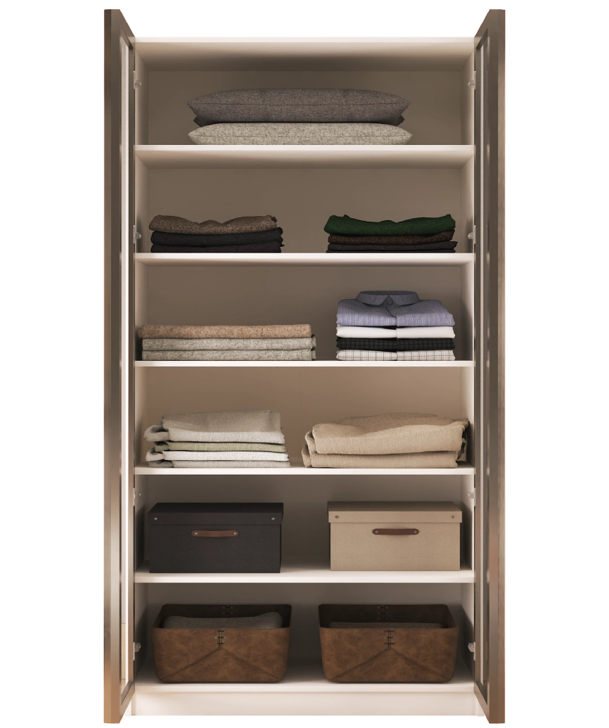 Modular Pearl Cream Wardrobe - 9 Shelved Module - Pearl Cream Wardrobe Made in Turkey to Order for UK Bedroom Interiors - Pearl Cream wardrobe by Netline Home Interior