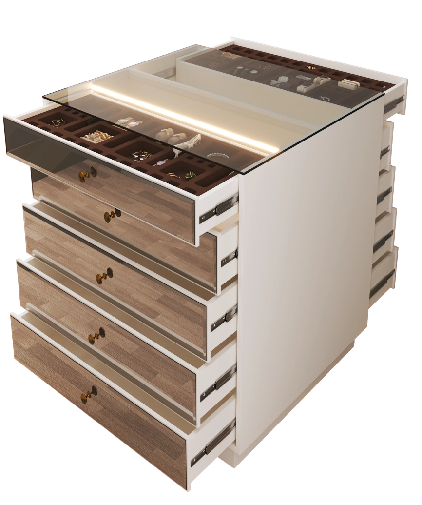 Modular Pearl Cream Wardrobe - 10 Island Dresser - Pearl Cream Dresser Made in Turkey to Order for UK Bedroom Interiors - Pearl Cream dresser by Netline Home Interior