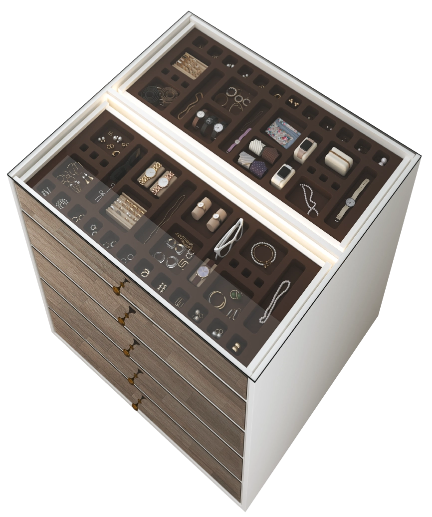 Modular Pearl Cream Wardrobe - 10 Island Dresser - Pearl Cream Dresser Made in Turkey to Order for UK Bedroom Interiors - Pearl Cream dresser by Netline Home Interior
