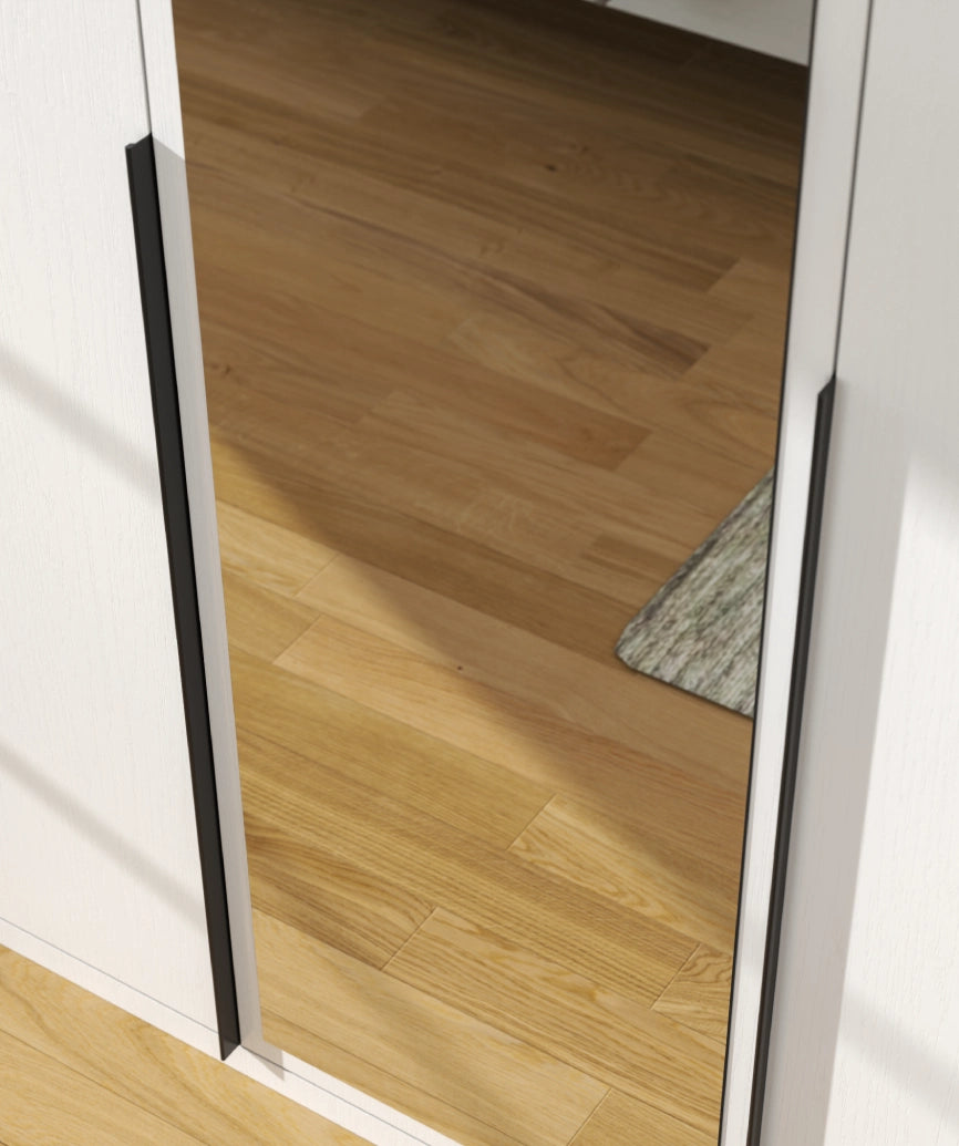 Dorba White Wood 3-Door Wardrobe - White Wood Wardrobe Made in Turkey to Order for UK Bedroom Interiors - White Wood wardrobe by Netline Home Interior