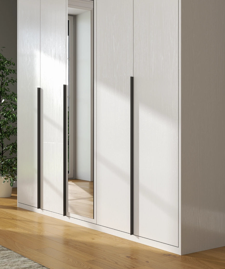 Dorba White Wood 5-Door Wardrobe - White Wood Wardrobe Made in Turkey to Order for UK Bedroom Interiors - White Wood wardrobe by Netline Home Interior