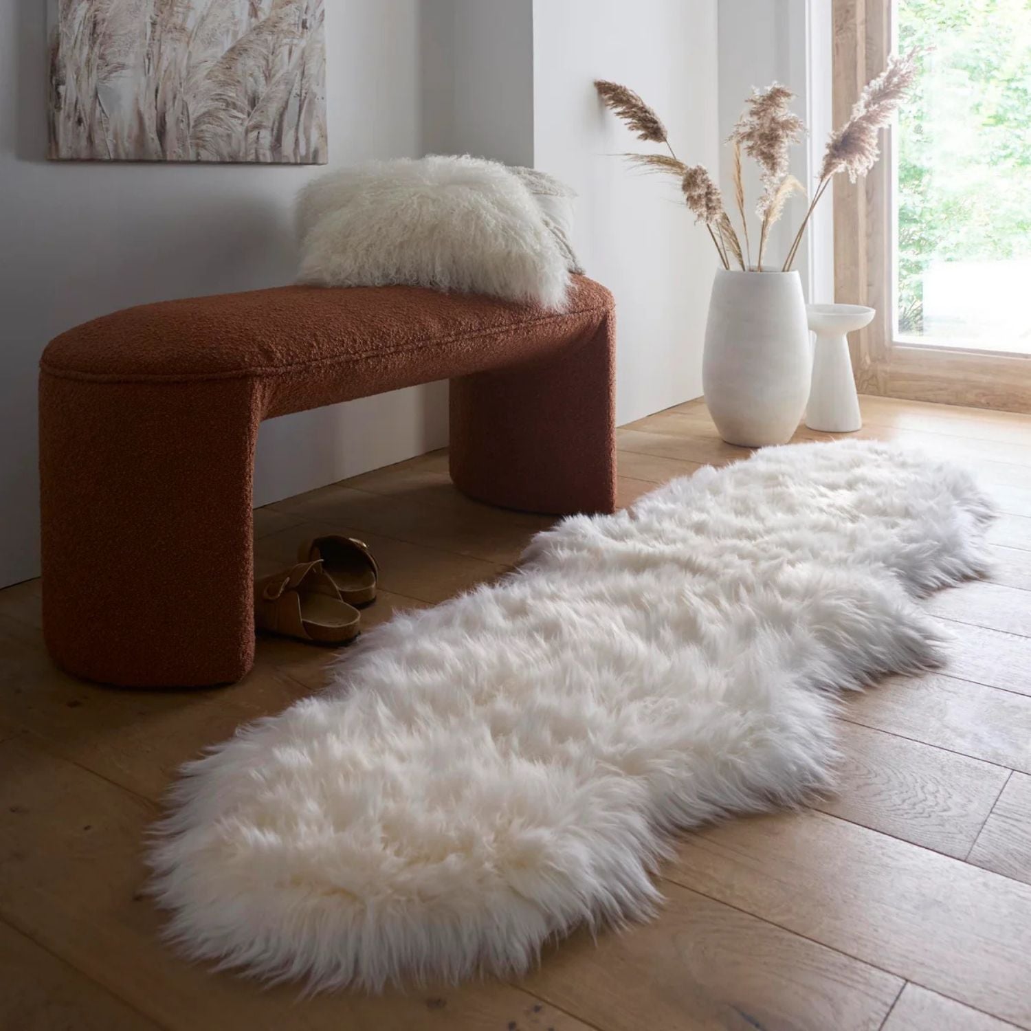 Genuine Natural Cream Sheepskin Faux Fur Rug