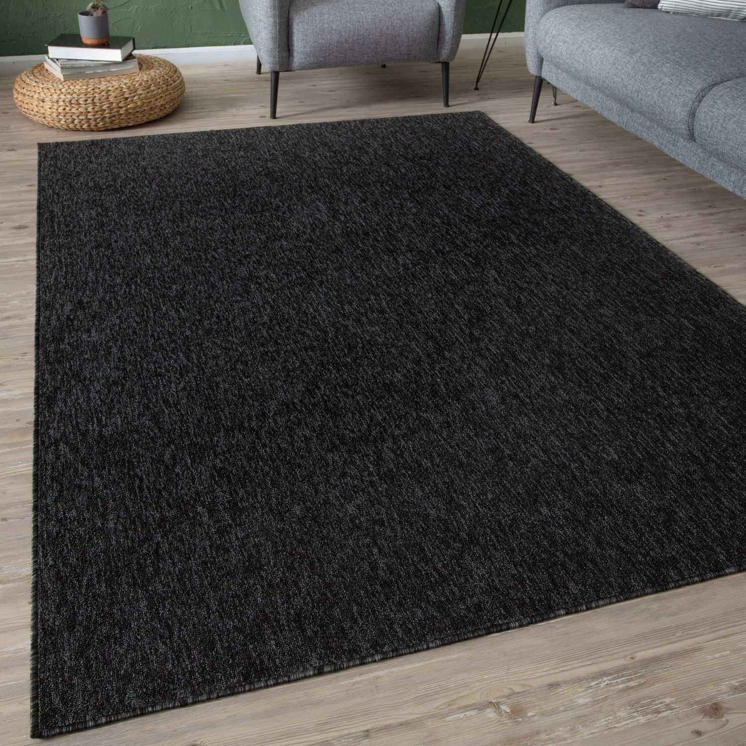 Flex Dark Grey Low Pile Solid  Rug