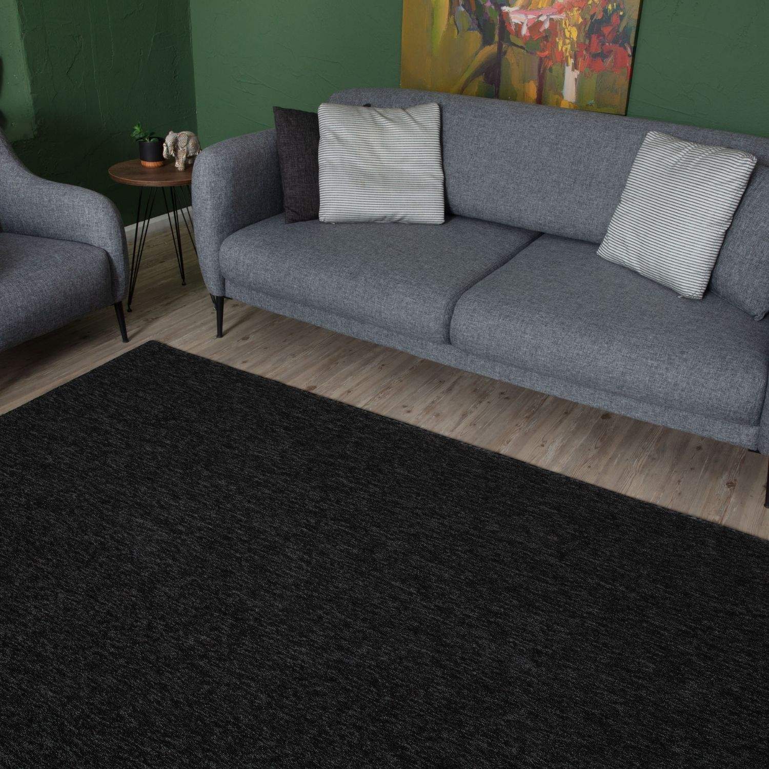 Flex Dark Grey Low Pile Solid  Rug