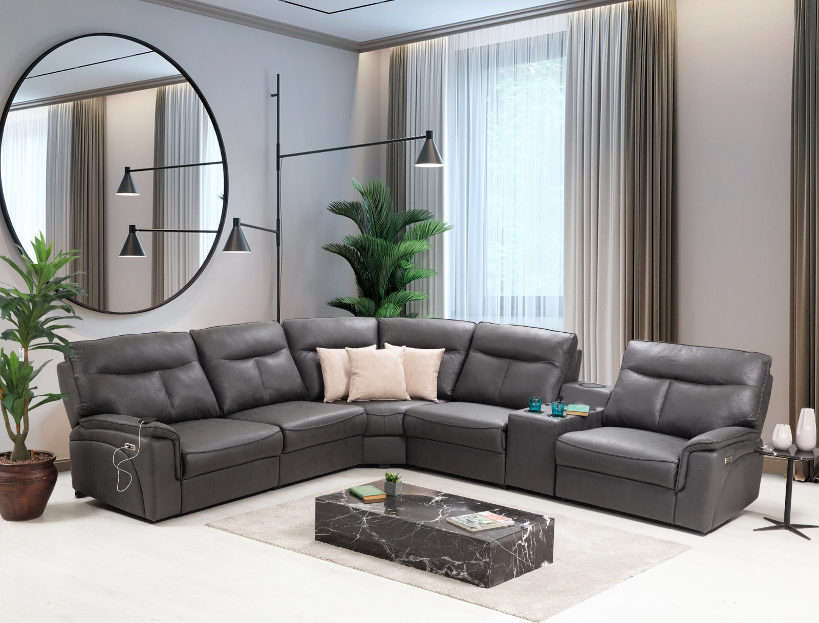 Netline Home Interior Gala corner recliner sofa with plush cushions and modern design, ideal for relaxed everyday comfort.