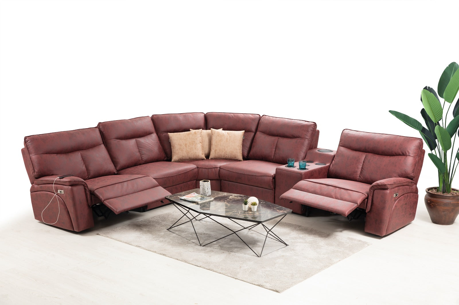 Netline Home Interior Gala corner recliner sofa with plush cushions and a modern design, perfect for relaxed everyday comfort.