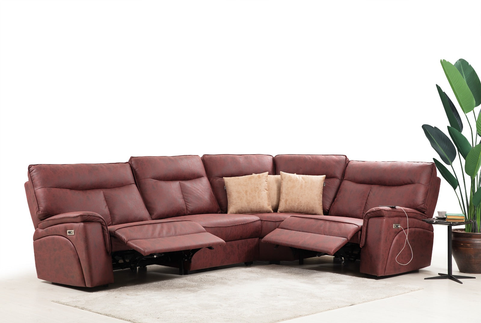 Netline Home Interior Gala Corner Recliner Sofa showing its plush fabric upholstery and relaxed corner design for everyday comfort.