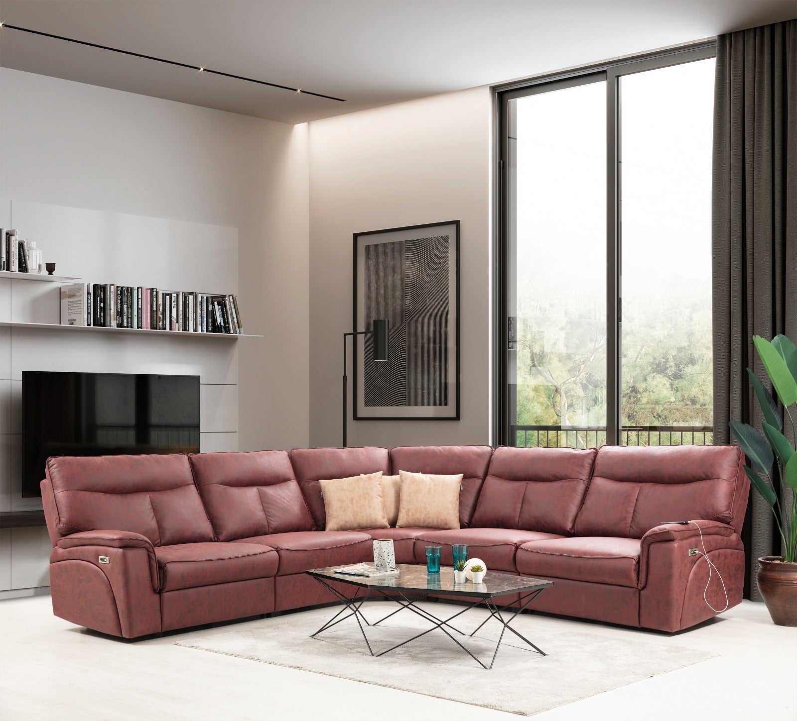 Netline Home Interior Gala corner recliner sofa with plush cushions and recliner mechanism, perfect for relaxed everyday comfort.