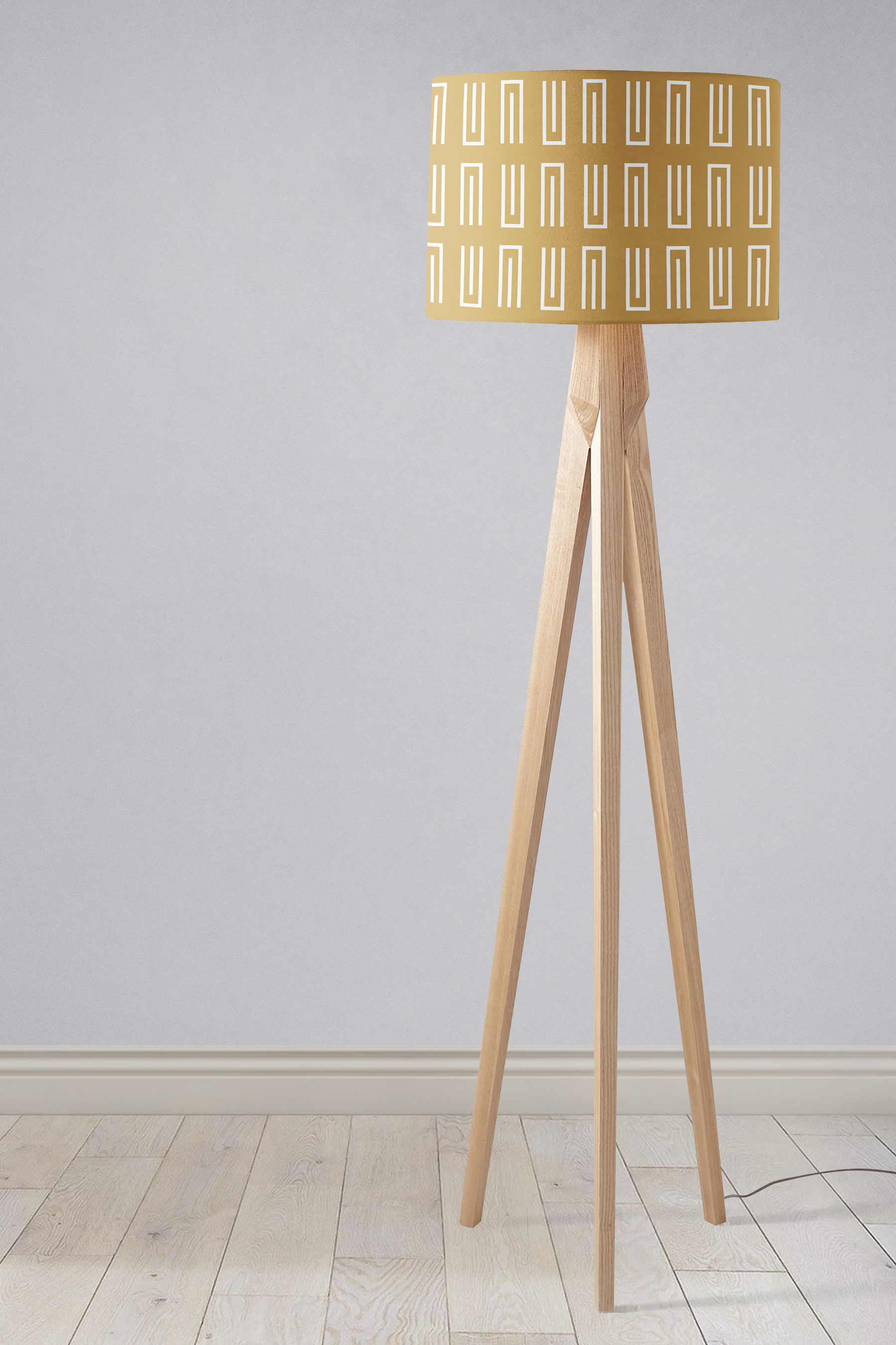 Gold and White Geometric Lampshade – Ceiling & Table Compatible