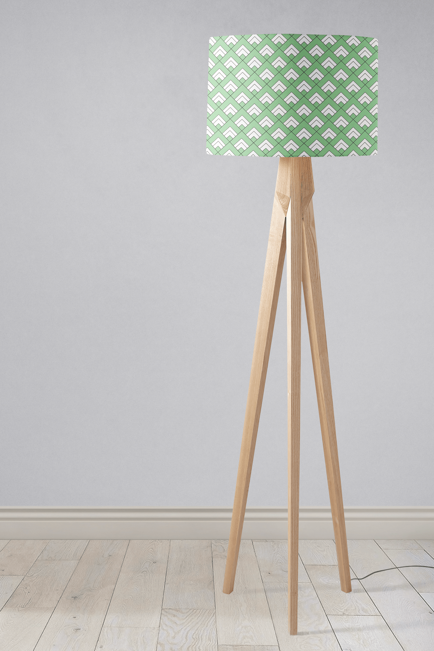 Light Green and White Geometric Tiles Design Lampshade – Ceiling & Table Compatible