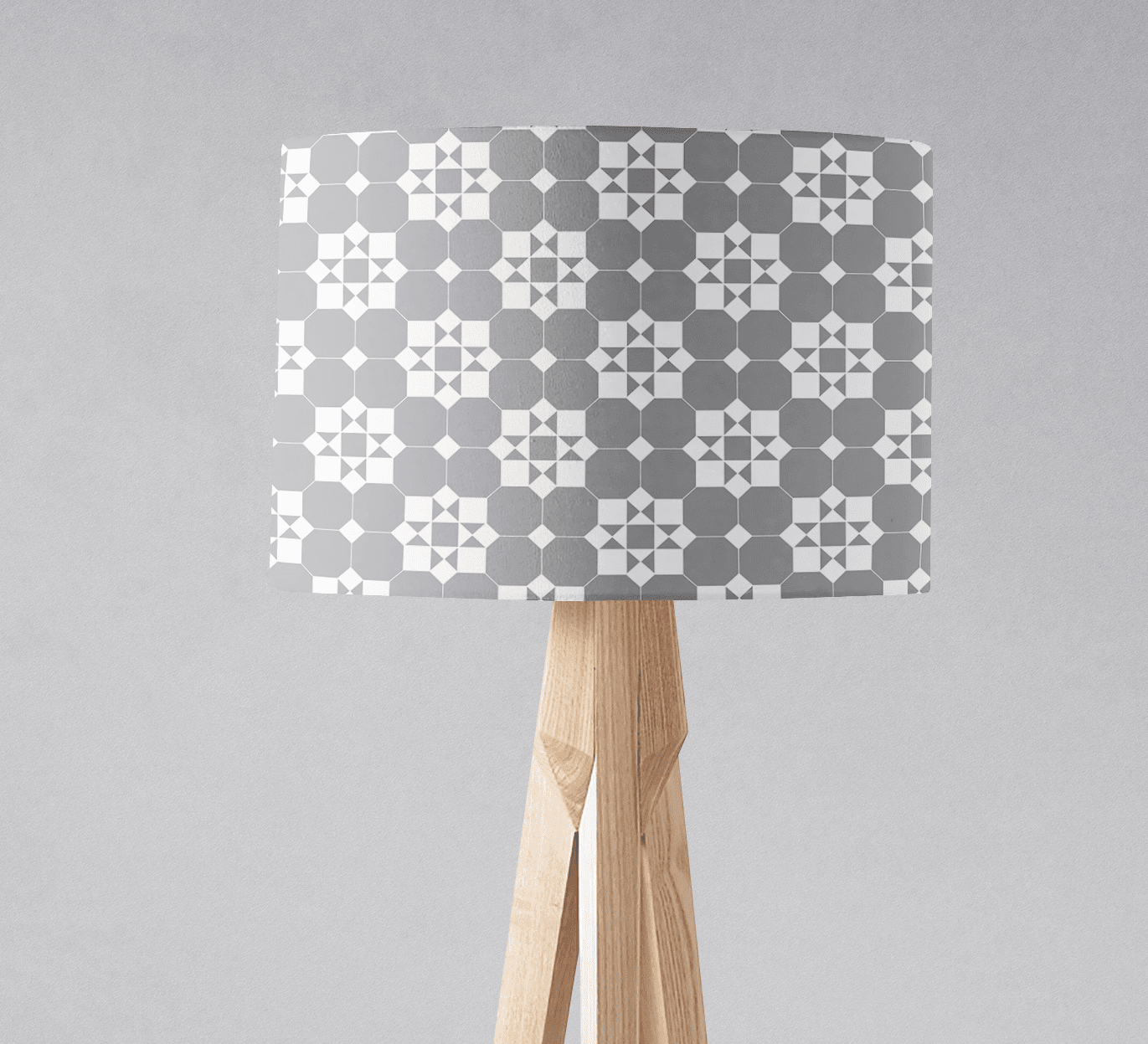 Grey and White Tiles Design Geometric Lampshade – Ceiling & Table Compatible