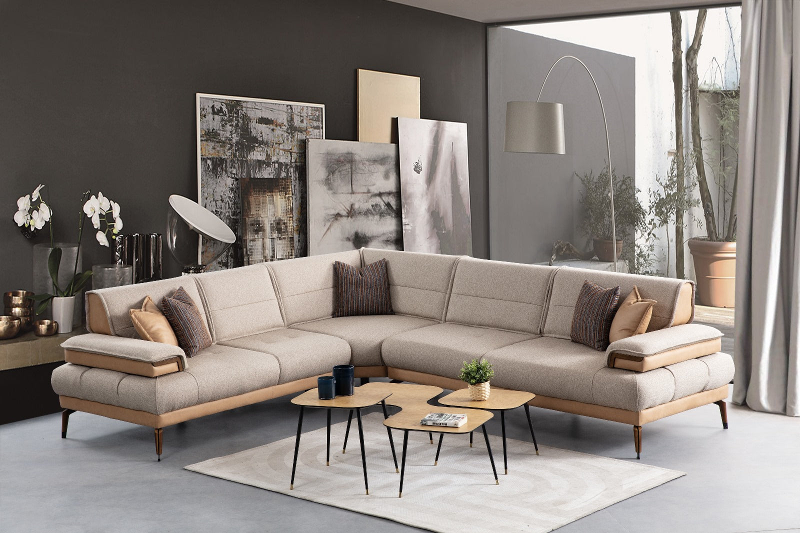 Spacious Vito Corner Sofa by Netline Home Interior, showing plush cushions and modern corner lounge design in a stylish living room setting.