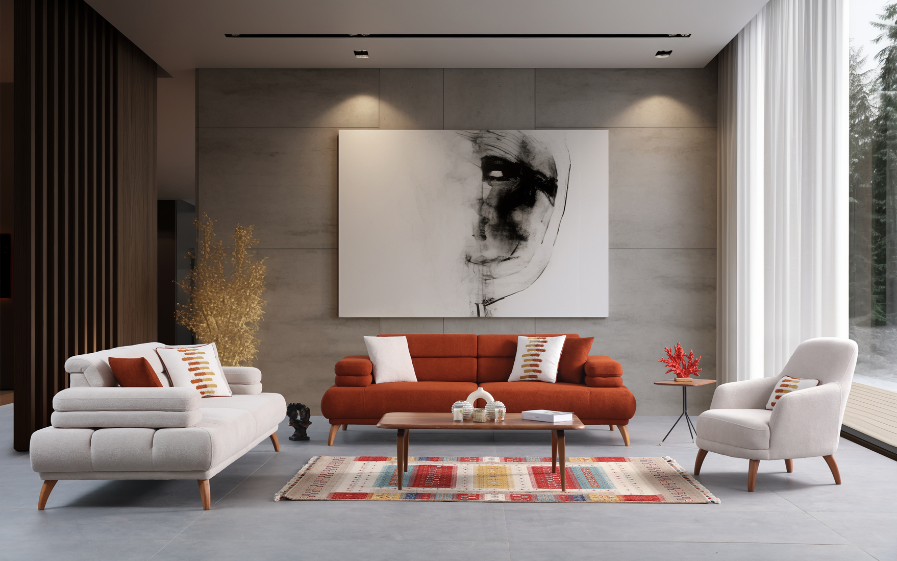 Modern Bosna sofa set by Netline Home Interior, featuring plush cushions and sleek design for contemporary living rooms.