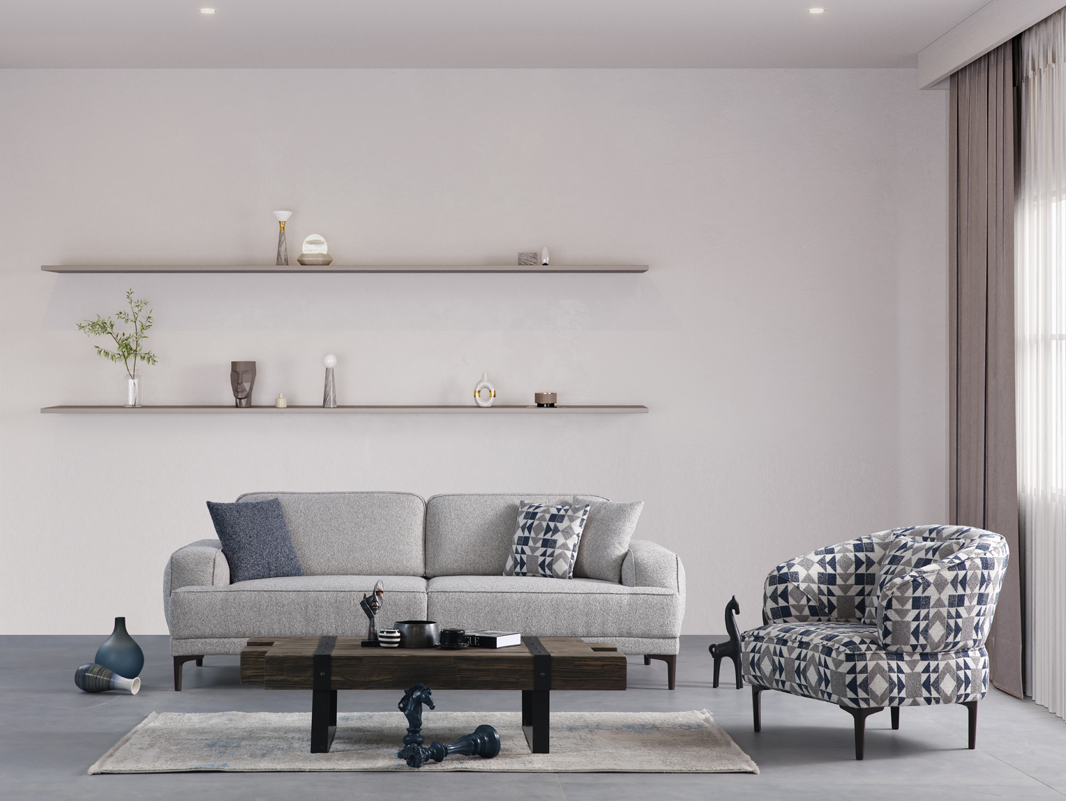 Modern Sofya sofa set by Netline Home Interior featuring plush cushions and sleek design for stylish living room comfort.